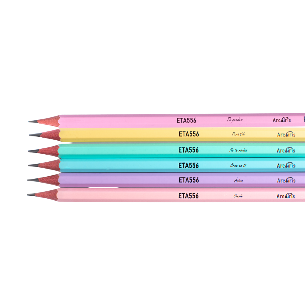 Caja lápices arcoíris pastel